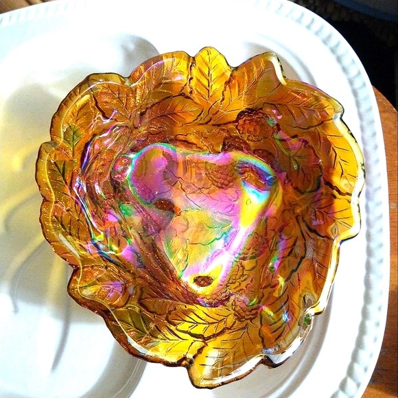 Indiana Glass Other - Vintage Indiana Amber Carnival Glass Dish